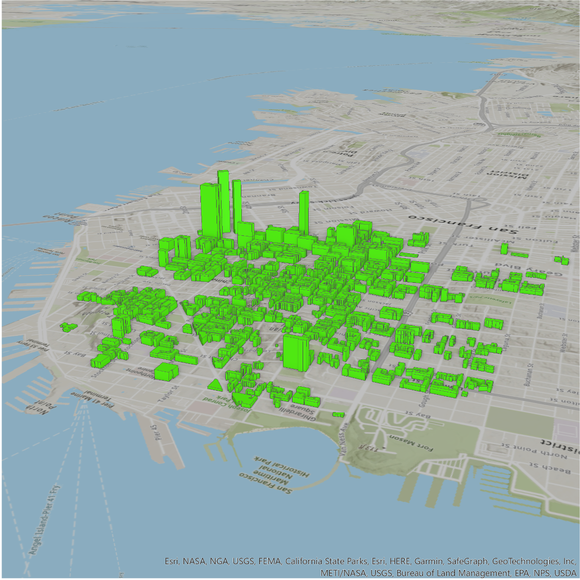 North-East San Francisco buildings considered in Example 3.